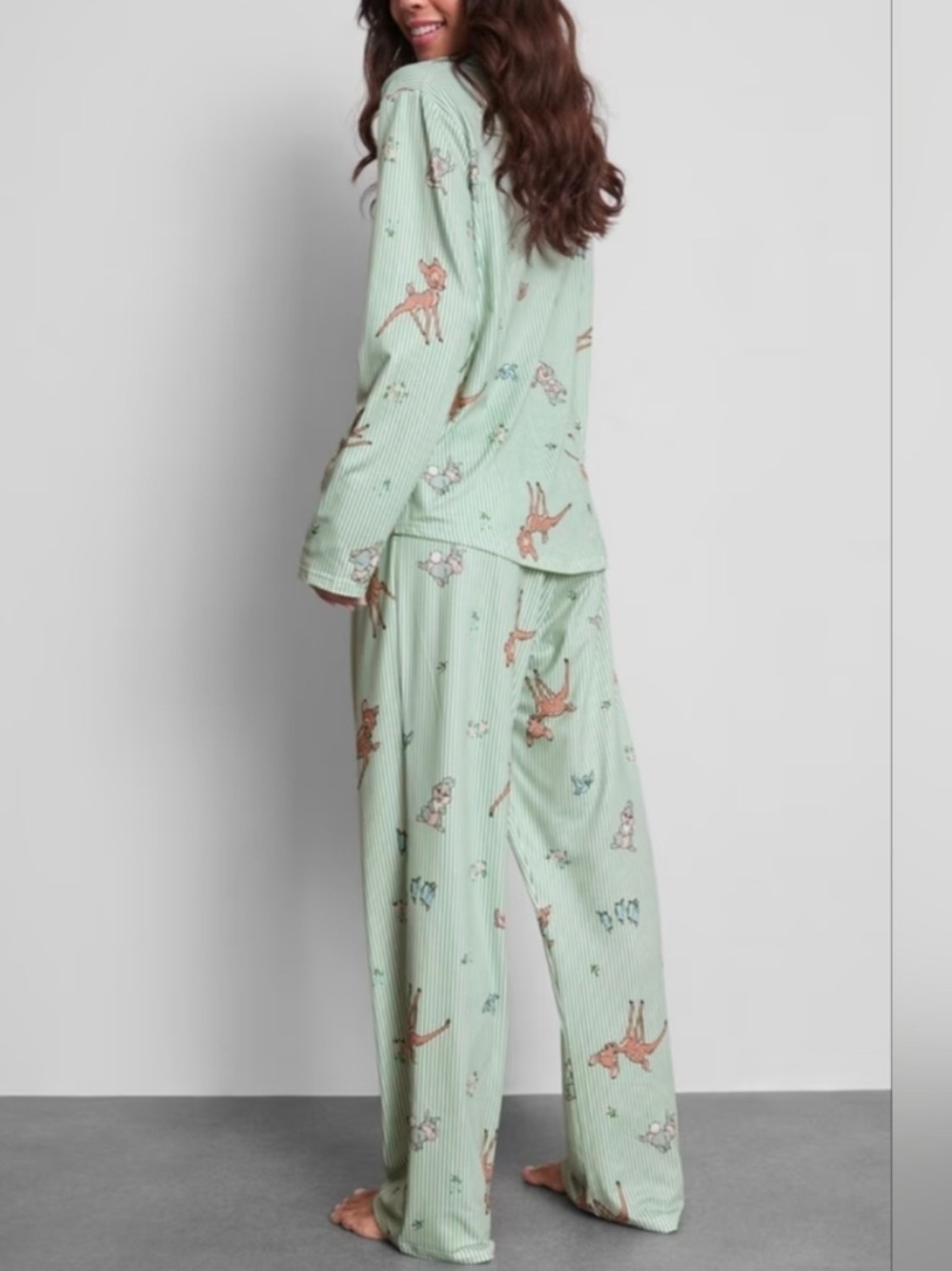 Disney Stripes Mint Green Bambi Print Pajama Set 2XL - Picture 4 of 8